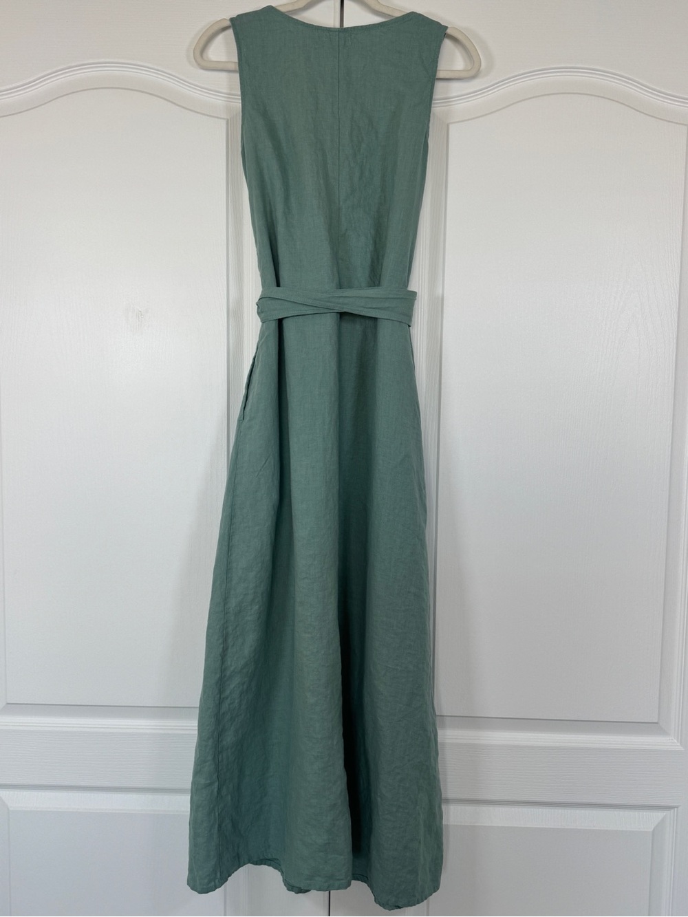 MagicLinen BORACAY Teal Blue Linen Maxi Dress 100% European Flax Pockets XS - Picture 7 of 16